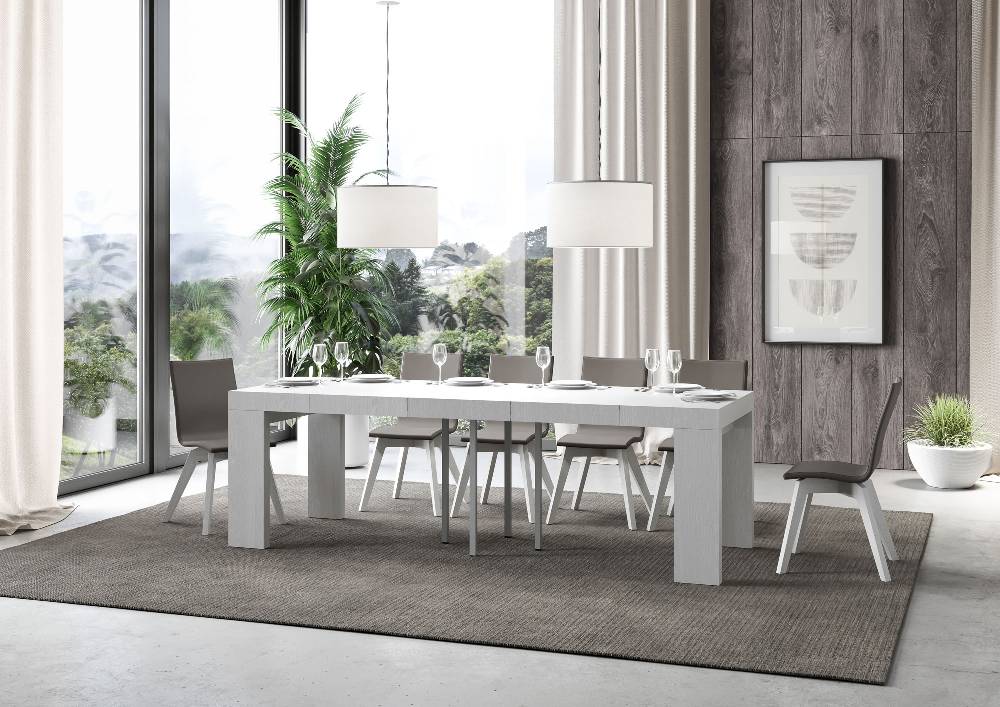 Itamoby Tavolo Allungabile 90×90/246 Cm Roxell Premium Bianco Frassino