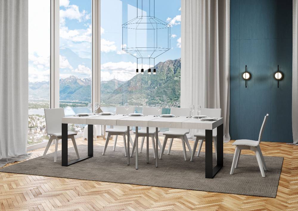 Itamoby Tavolo Allungabile 90×90/246 Cm Tecno Premium Bianco Frassino