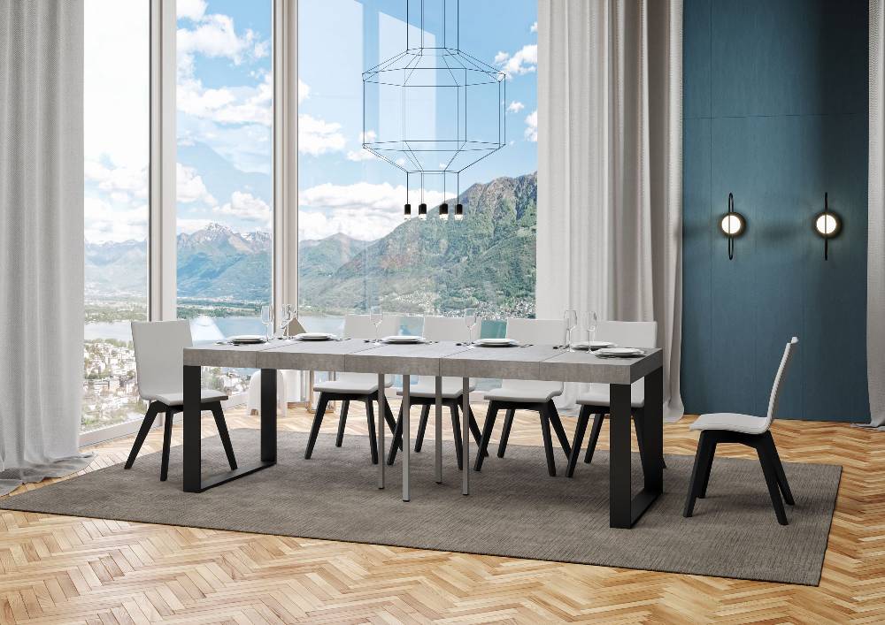 Itamoby Tavolo Allungabile 90×90/246 Cm Tecno Premium Cemento