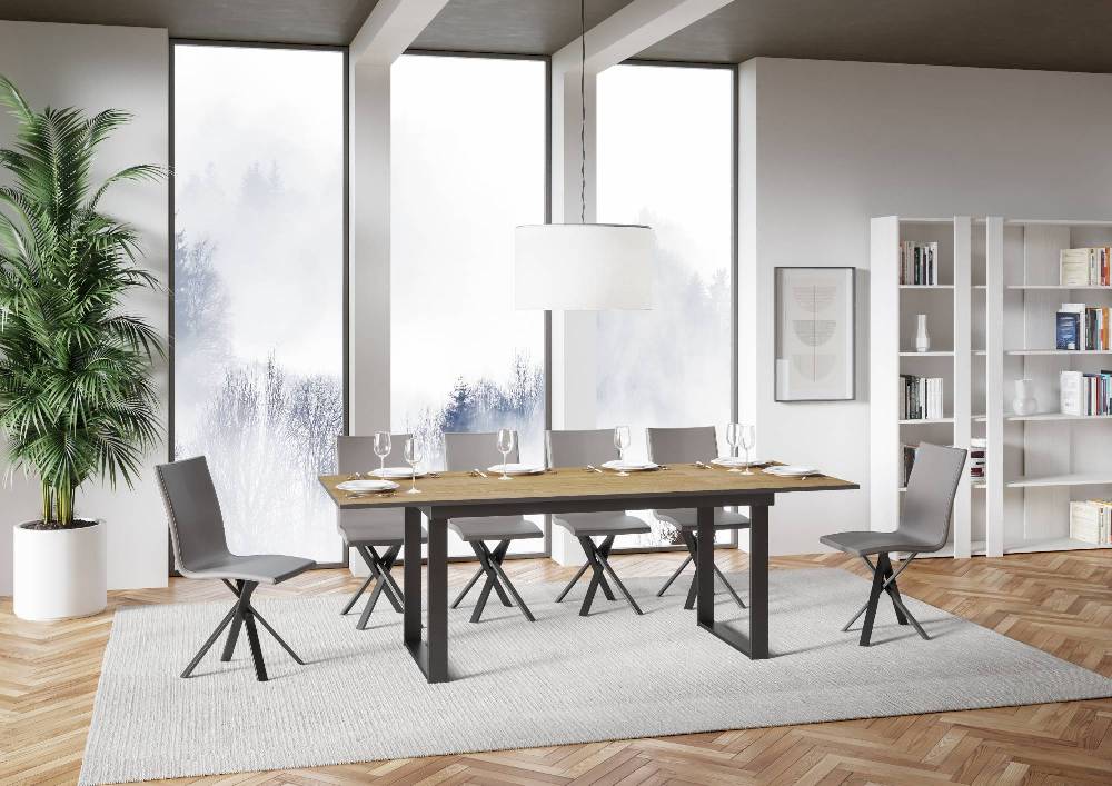 Itamoby Tavolo Bandos Piano Quercia Natura 90×160 + 60 Telaio Antracite