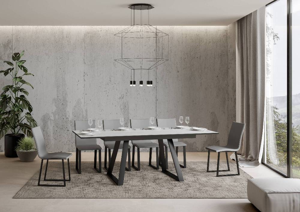 Itamoby Tavolo Bernadette Piano Bianco Frassino 90×160 + 60 Telaio Antracite