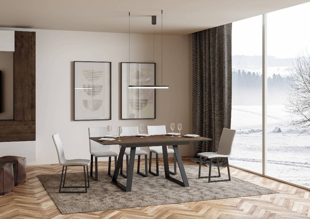 Itamoby Tavolo Bernadette Piano Noce 90×120 + 60 Telaio Antracite