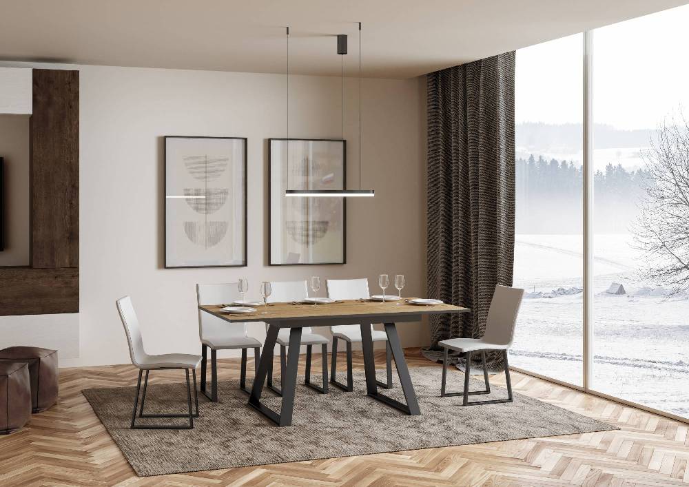 Itamoby Tavolo Bernadette Piano Quercia Natura 90×120 + 60 Telaio Antracite