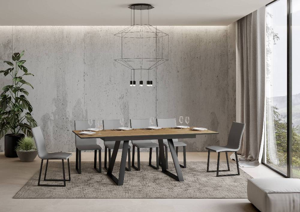 Itamoby Tavolo Bernadette Piano Quercia Natura 90×160 + 60 Telaio Antracite