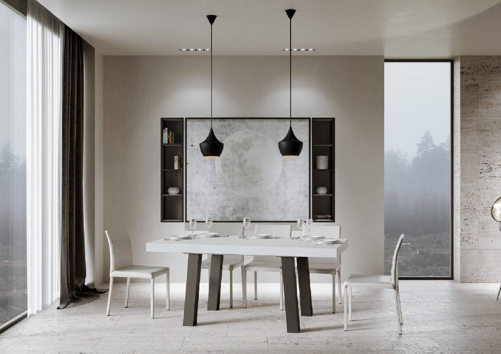 Itamoby Tavolo Bridge Allungabile Piano Bianco Frassino 90×180 Allungato 440 Telaio Antracite