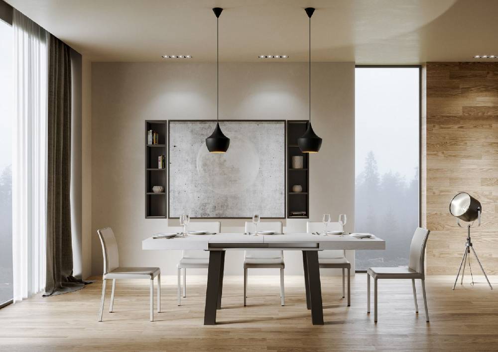 Itamoby Tavolo Bridge Allungabile Piano Bianco Frassino 90×180 Allungato 440 Telaio Antracite