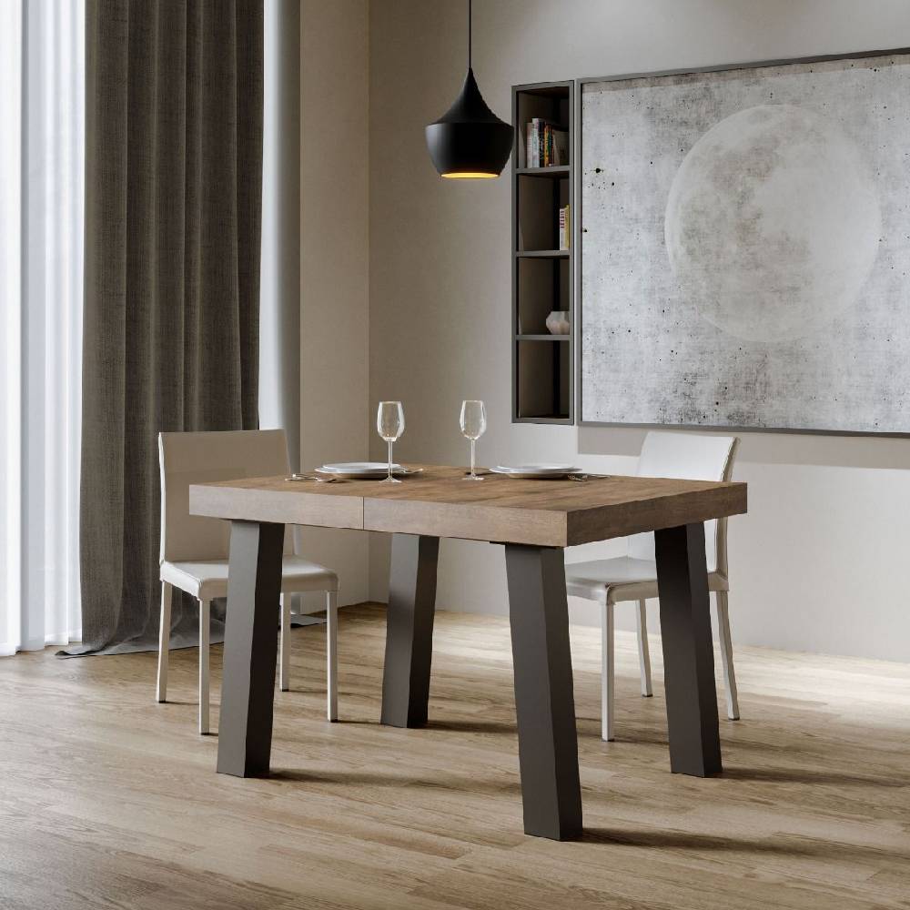 Itamoby Tavolo Bridge Allungabile Piano Noce 90×130 Allungato 234 Telaio Antracite