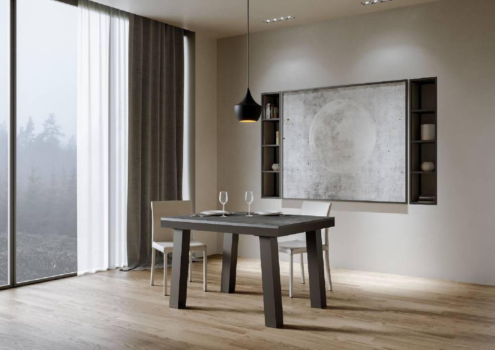 Itamoby Tavolo Bridge Evolution Piano Cemento 90×120 Allungato 380 Telaio Antracite