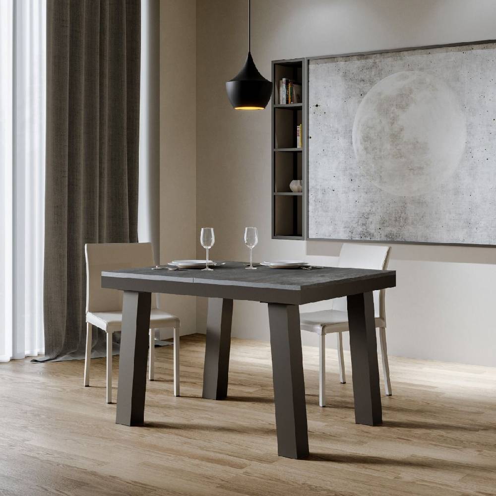 Itamoby Tavolo Bridge Evolution Piano Cemento 90×120 Allungato 224 Telaio Antracite