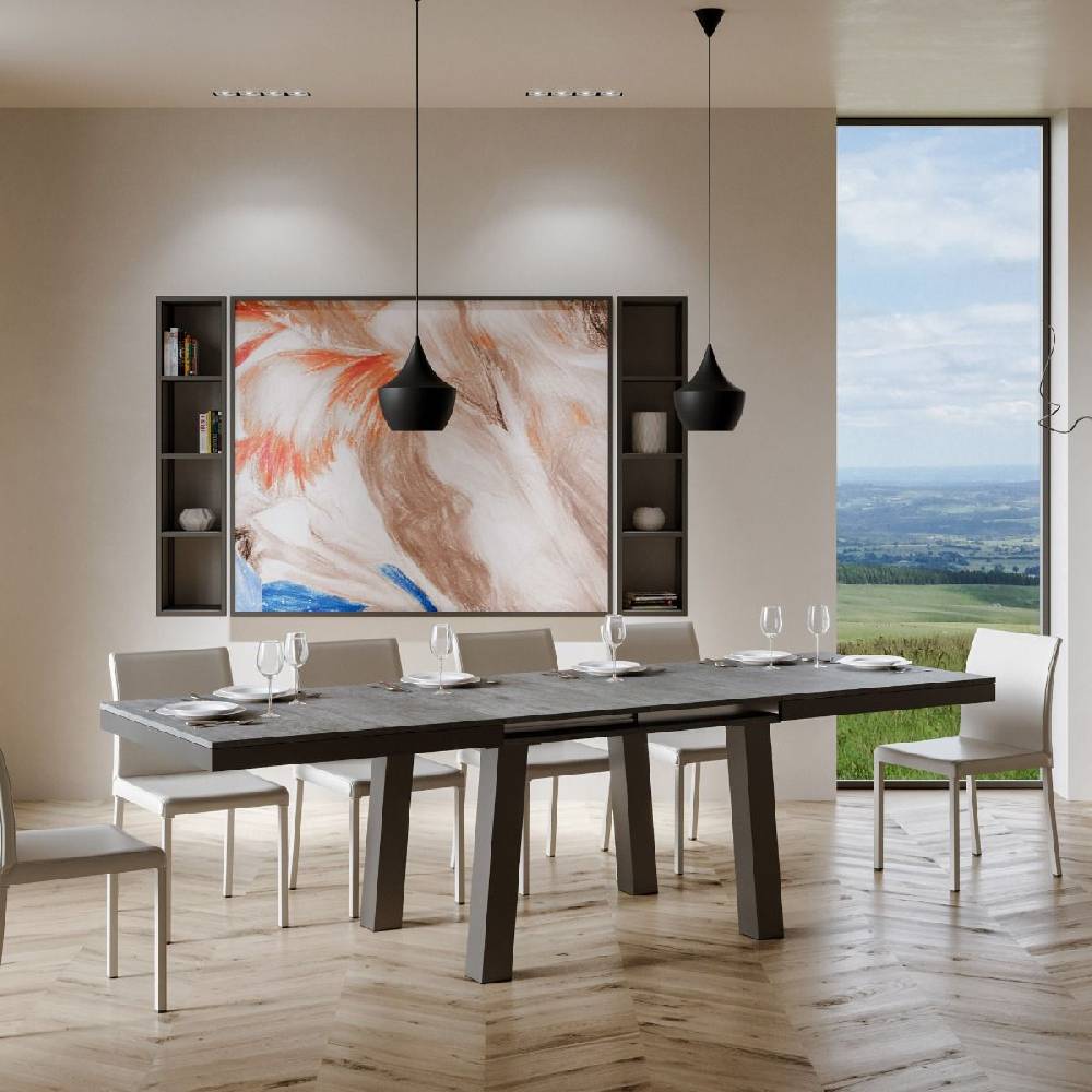 Itamoby Tavolo Bridge Evolution Piano Cemento 90×180 Allungato 284 Telaio Antracite