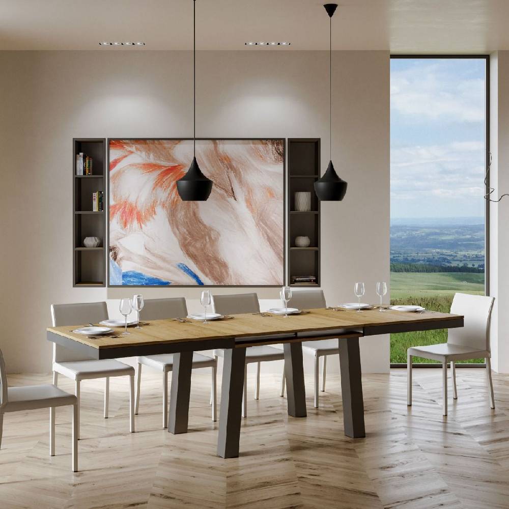 Itamoby Tavolo Bridge Evolution Piano Quercia Natura 90×180 Allungato 284 Telaio Antracite