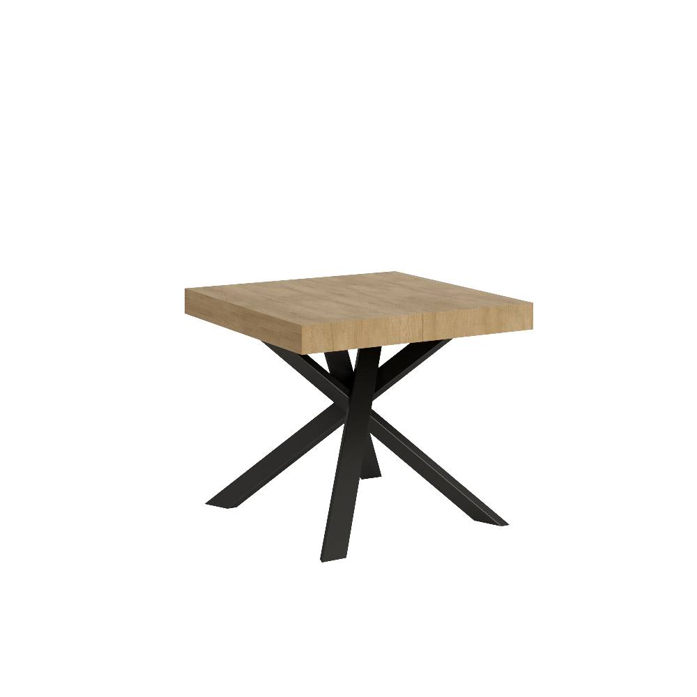 Itamoby Tavolo Clerk 90×90 allungato 194 piano Quercia Natura gambe Antracite