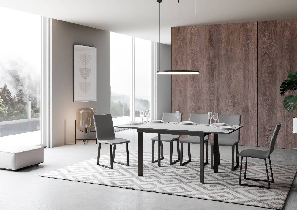 Itamoby Tavolo Cumar Piano Bianco Frassino 90×120 + 60 Telaio Antracite