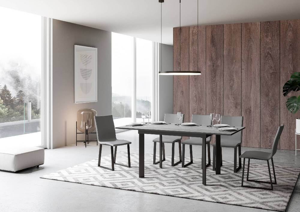 Itamoby Tavolo Cumar Piano Cemento 90×120 + 60 Telaio Antracite