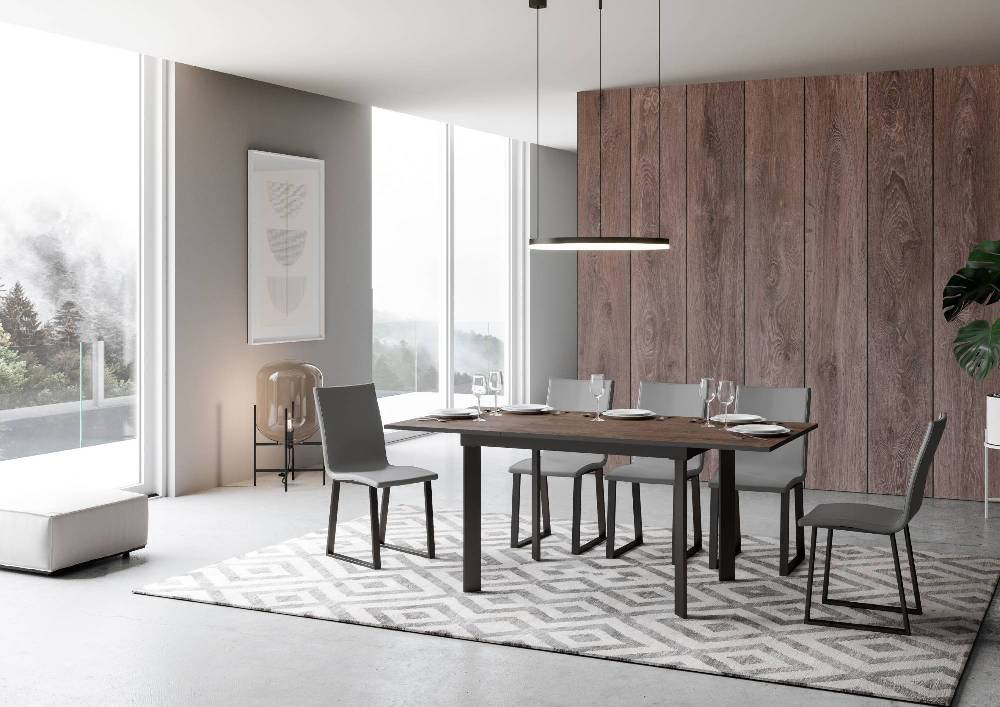 Itamoby Tavolo Cumar Piano Noce 90×120 + 60 Telaio Antracite