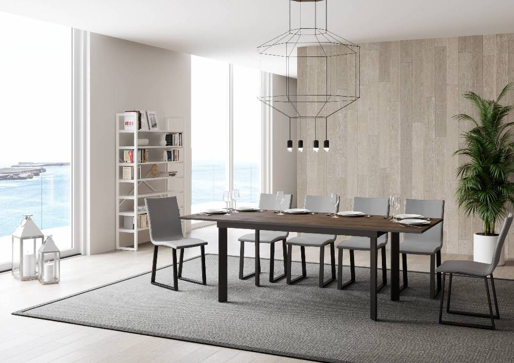 Itamoby Tavolo Cumar Piano Noce 90×160 + 60 Telaio Antracite