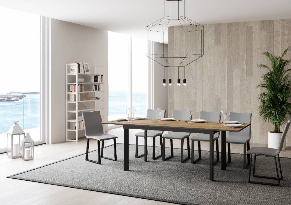 Itamoby Tavolo Cumar Piano Quercia Natura 90×160 + 60 Telaio Antracite