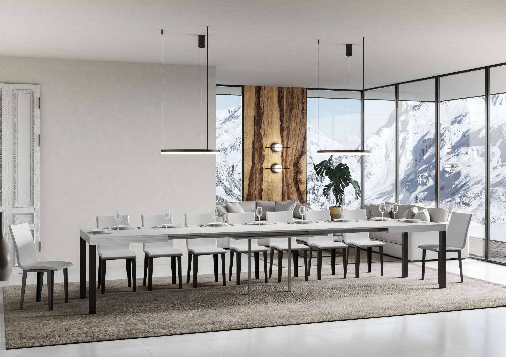 Itamoby Tavolo Everyday Allungabile Piano Bianco Frassino 90x180Allungato 440 Telaio Antracite