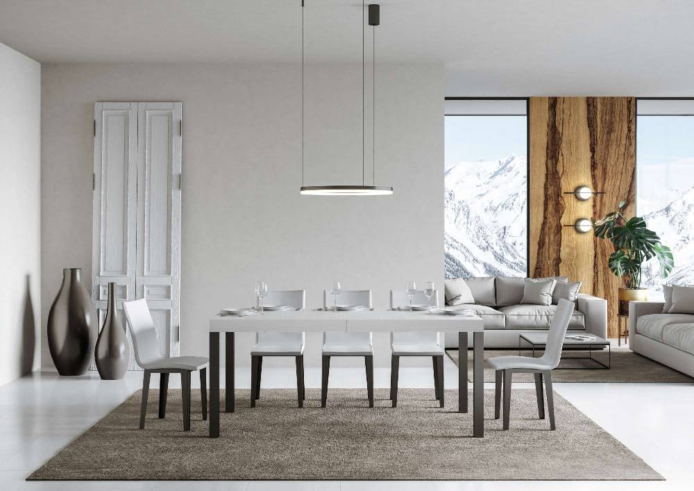 Itamoby Tavolo Everyday Allungabile Piano Bianco Frassino 90x180Allungato 284 Telaio Antracite