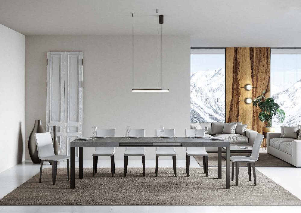 Itamoby Tavolo Everyday Allungabile Piano Cemento 90×160 Allungato 264 Telaio Antracite