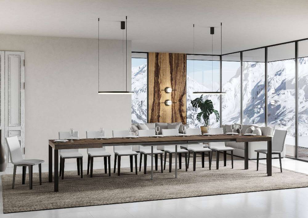 Itamoby Tavolo Everyday Allungabile Piano Noce 90×160 Allungato 420 Telaio Antracite