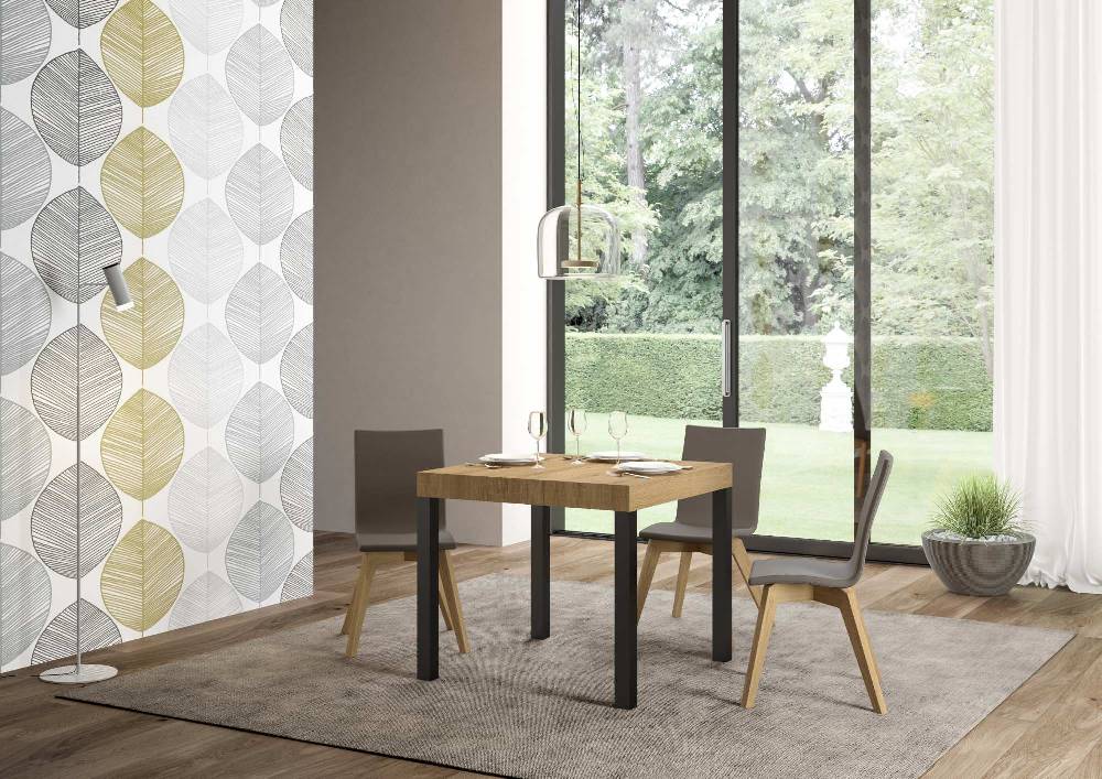 Itamoby Tavolo Everyday Allungabile Piano Quercia Natura 90×90 Allungato 246 Telaio Antracite