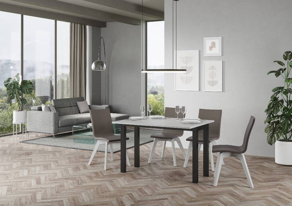 Itamoby Tavolo Everyday Double Bianco Frassino 120×45 Aperto/Allungato 120×90/200×90 Gambe/telaio Antracite