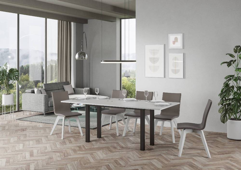 Itamoby Tavolo Everyday Double Bianco Frassino 120×45 Aperto/Allungato 120×90/200×90 Gambe/telaio Antracite