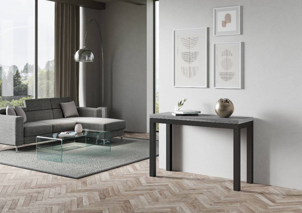 Itamoby Tavolo Everyday Double Cemento 120×45 Aperto/Allungato 120×90/200×90 Gambe/telaio Antracite