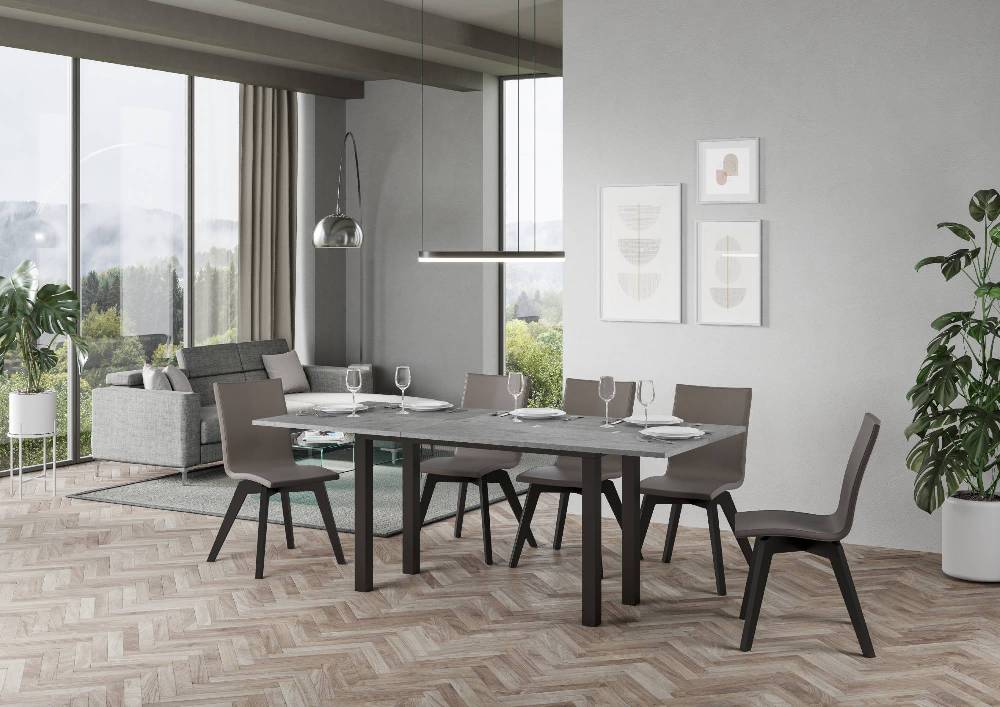 Itamoby Tavolo Everyday Double Cemento 120×45 Aperto/Allungato 120×90/200×90 Gambe/telaio Antracite