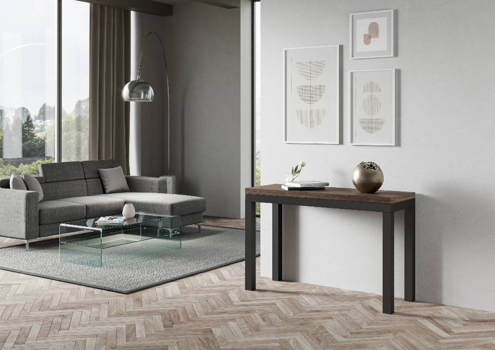 Itamoby Tavolo Everyday Double Noce 120×45 Aperto/Allungato 120×90/200×90 Gambe/telaio Antracite