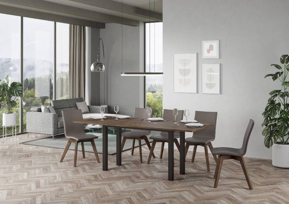 Itamoby Tavolo Everyday Double Noce 120×45 Aperto/Allungato 120×90/200×90 Gambe/telaio Antracite