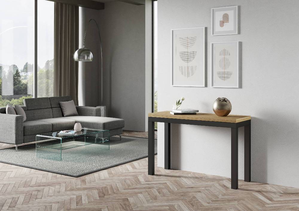 Itamoby Tavolo Everyday Double Quercia Natura 120×45 Aperto/Allungato 120×90/200×90 Gambe/telaio Antracite