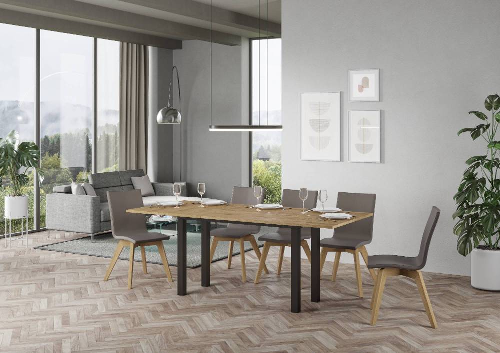 Itamoby Tavolo Everyday Double Quercia Natura 120×45 Aperto/Allungato 120×90/200×90 Gambe/telaio Antracite
