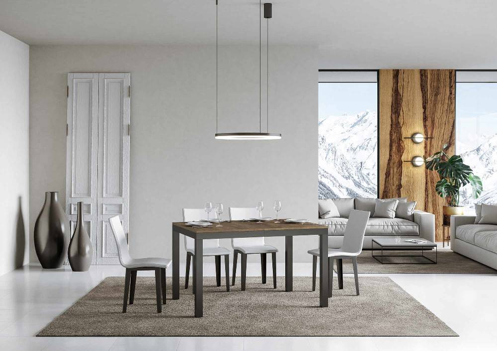 Itamoby Tavolo Everyday Evolution Piano Noce 90×120 Telaio Allungato 224 Antracite