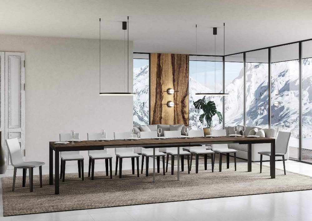 Itamoby Tavolo Everyday Evolution Piano Noce 90×160 Allungato 420 Telaio Antracite