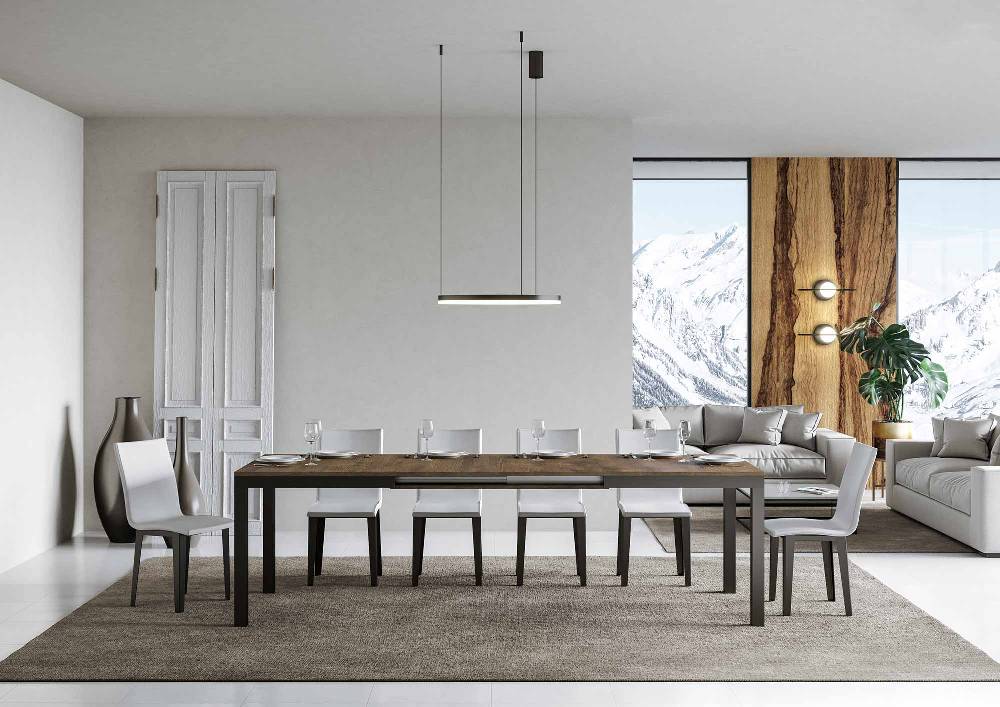 Itamoby Tavolo Everyday Evolution Piano Noce 90×160 Allungato 264 Telaio Antracite