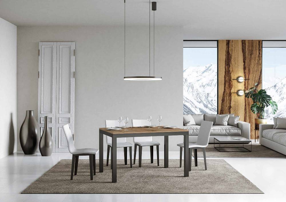 Itamoby Tavolo Everyday Evolution Piano Quercia Natura 90×120 Allungato 380 Telaio Antracite