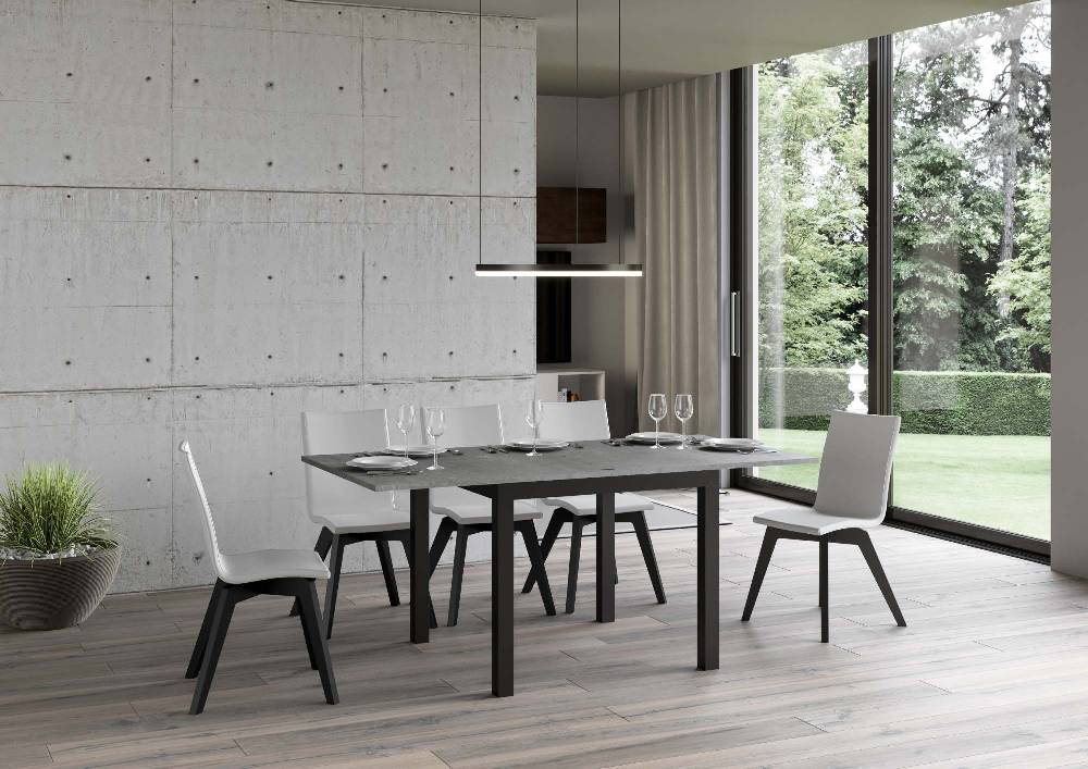 Itamoby Tavolo Everyday Libra Cemento 90×90 Allungato 90×180 Telaio E Gambe Antracite