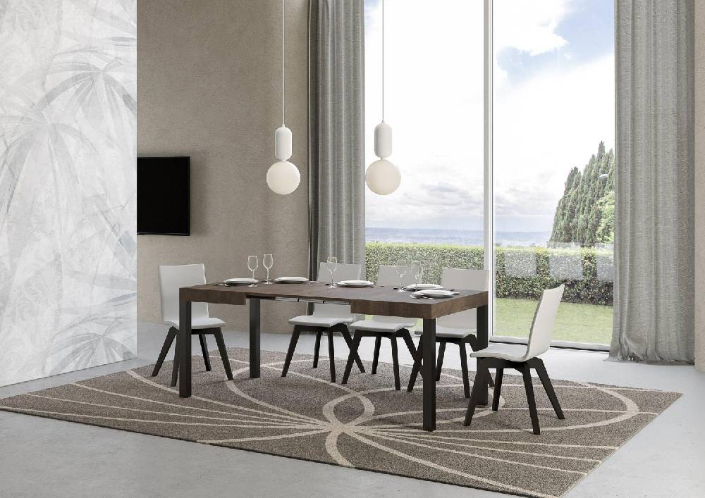 Itamoby Tavolo Everyday Piano Noce Cm. 80×120 Telaio Allungabile Fino A 204 Antracite