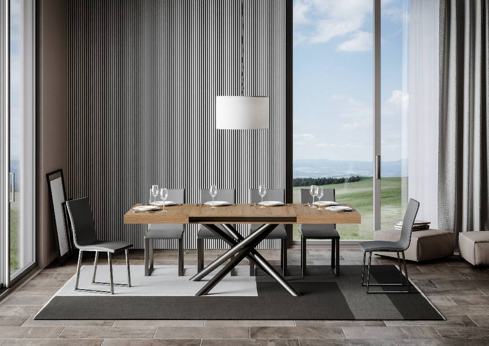 Itamoby Tavolo Famas Allungabile Piano Quercia Natura 90×130 Allungato 234 Telaio Antracite