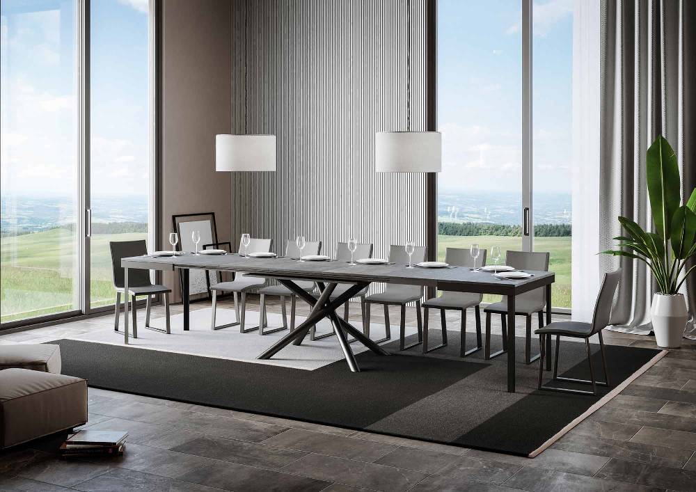 Itamoby Tavolo Famas Evolution Piano Cemento 90×120 Allungato 380 Telaio Antracite