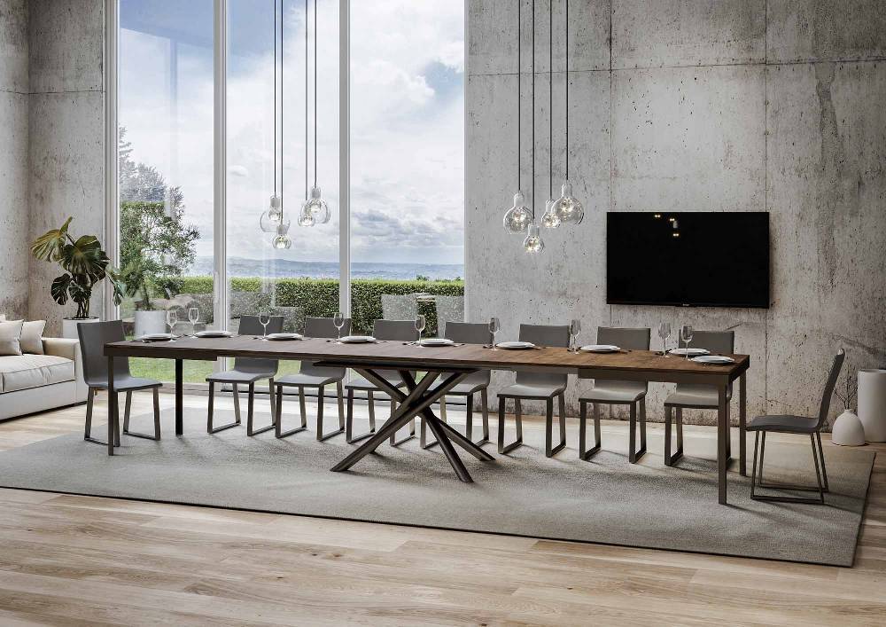 Itamoby Tavolo Famas Evolution Piano Noce 90×180 Allungato 440 Telaio Antracite