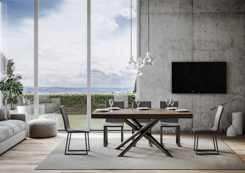 Itamoby Tavolo Famas Evolution Piano Noce 90×180 Allungato 284 Telaio Antracite