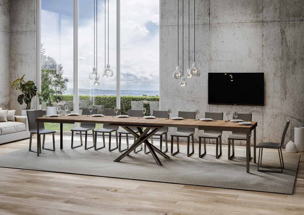 Itamoby Tavolo Famas Evolution Piano Quercia Natura 90×160 Allungato 420 Telaio Antracite