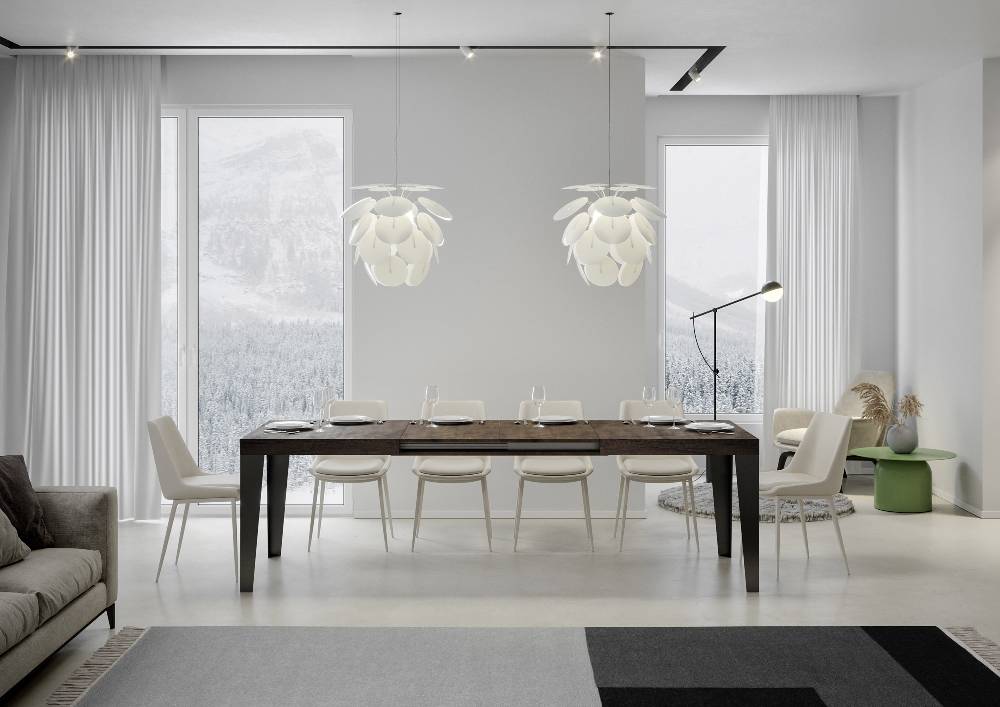 Itamoby Tavolo Flame Allungabile Piano Noce 90×180 Allungato 284 Telaio Antracite