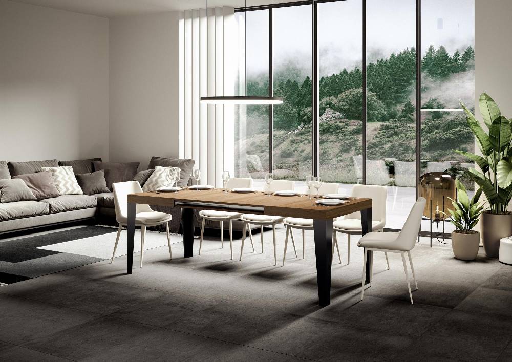 Itamoby Tavolo Flame Allungabile Piano Quercia Natura 90×130 Allungato 234 Telaio Antracite