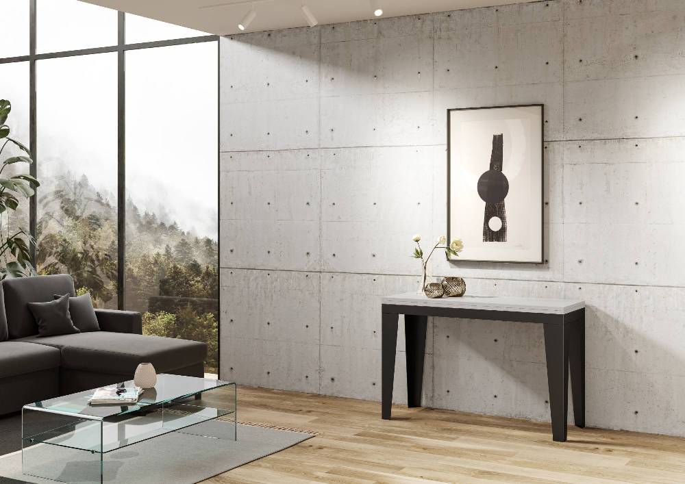 Itamoby Tavolo Flame Double Bianco Frassino 120×45 Aperto 120×90 Gambe/telaio Antracite