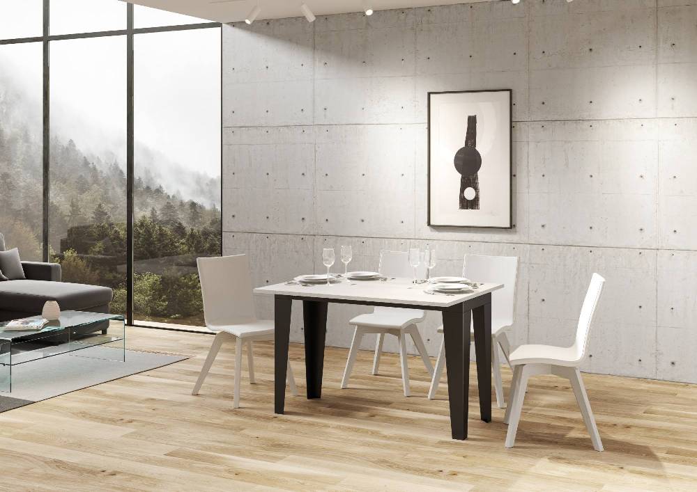 Itamoby Tavolo Flame Double Bianco Frassino 120×45 Aperto 120×90 Gambe/telaio Antracite