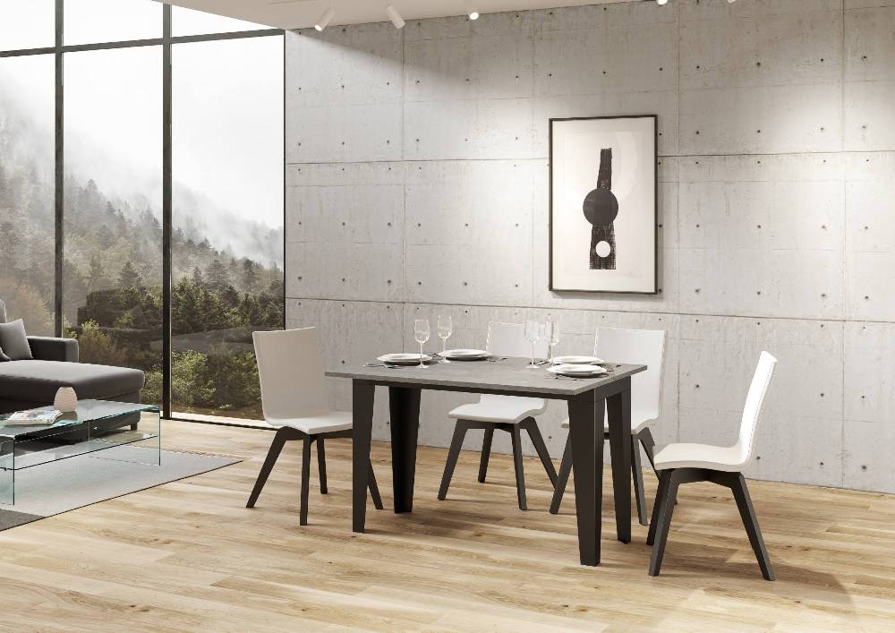 Itamoby Tavolo Flame Double Cemento 120×45 Aperto 120×90 Gambe/telaio Antracite